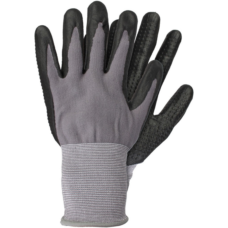 Klus handschoenen grijs zwart 6 paar maat l